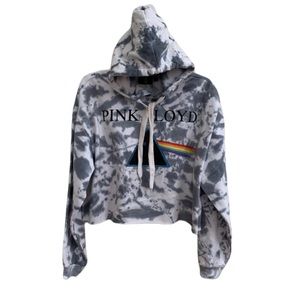 NWT Pink Floyd Cropped Tie Dyed Hooded Sweatshirt